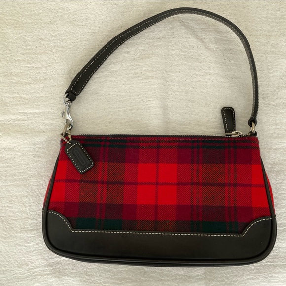 Coach small leather  and plaid wool shoulder bag in excellent condition - Picture 8 of 9